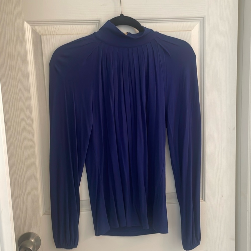 Michael Kors royal blue pleated turtleneck - Picture 1 of 4